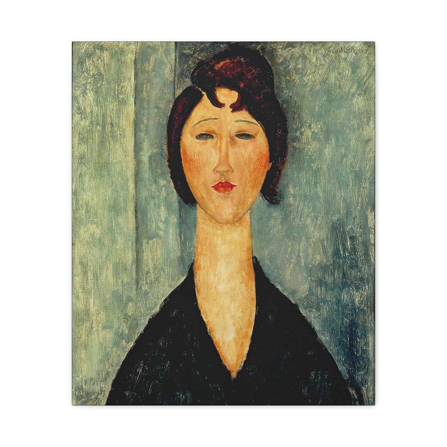 Portrait of a Young Woman (1918) by Amedeo Modigliani / Reproduction Fine Art sur Toile / Flanc Large Epaisseur 3.2 cm - 1.25 inch