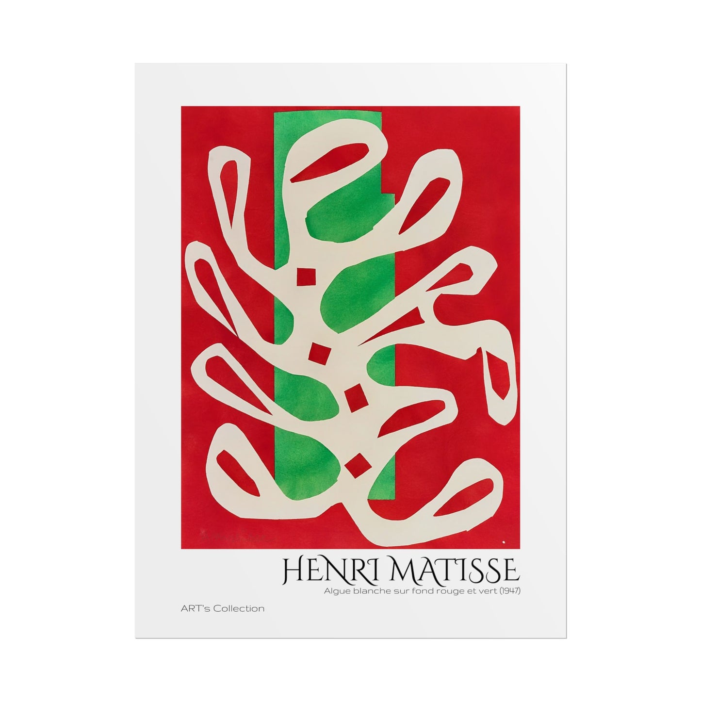 Algue blanche sur fond rouge et vert (1947) by Henri Matisse / Affiche imprimée - Série ART's Collection