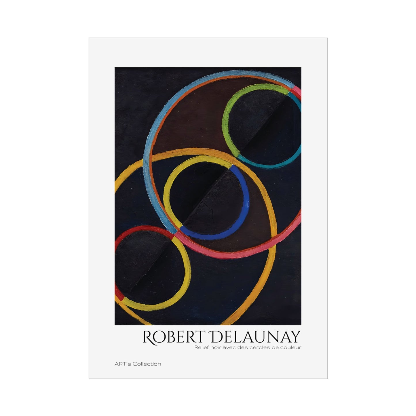 Relief noir avec des cercles de couleur by Robert Delaunay / Affiche imprimée - Série ART's Collection