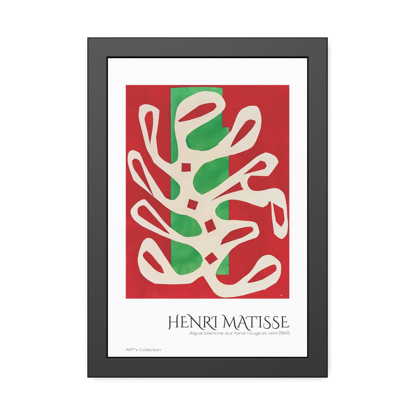 Algue blanche sur fond rouge et vert (1947) by Henri Matisse / Affiche Encadrée série ART's Collection