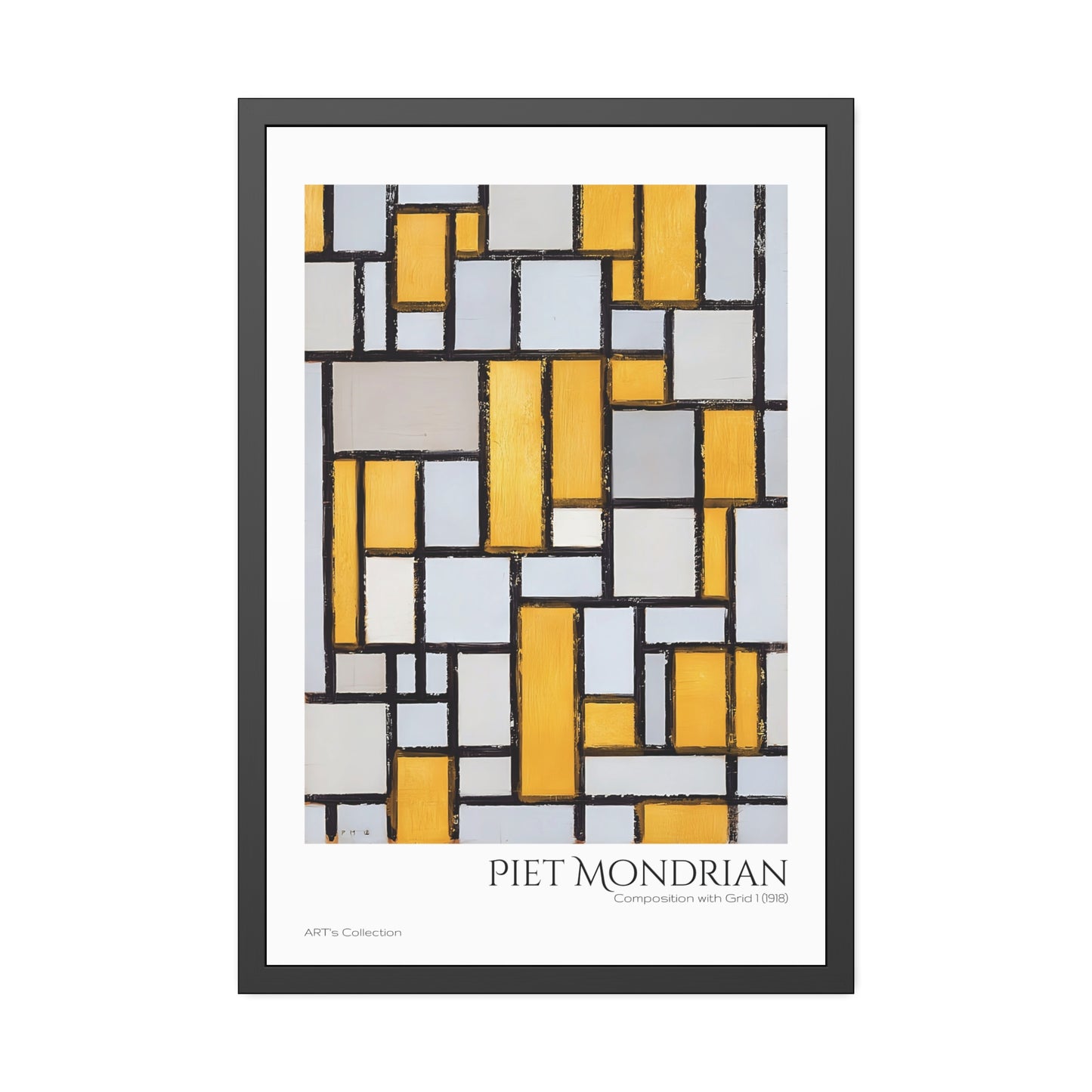 Composition with Grid 1 (1918) by Piet Mondrian / Affiche Encadrée série ART's Collection