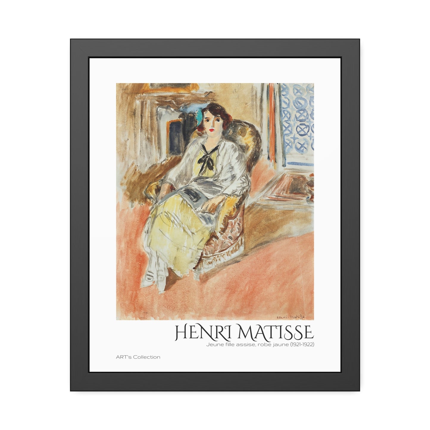Jeune fille assise, robe jaune (1921-1922) by Henri Matisse / Affiche Encadrée série ART's Collection