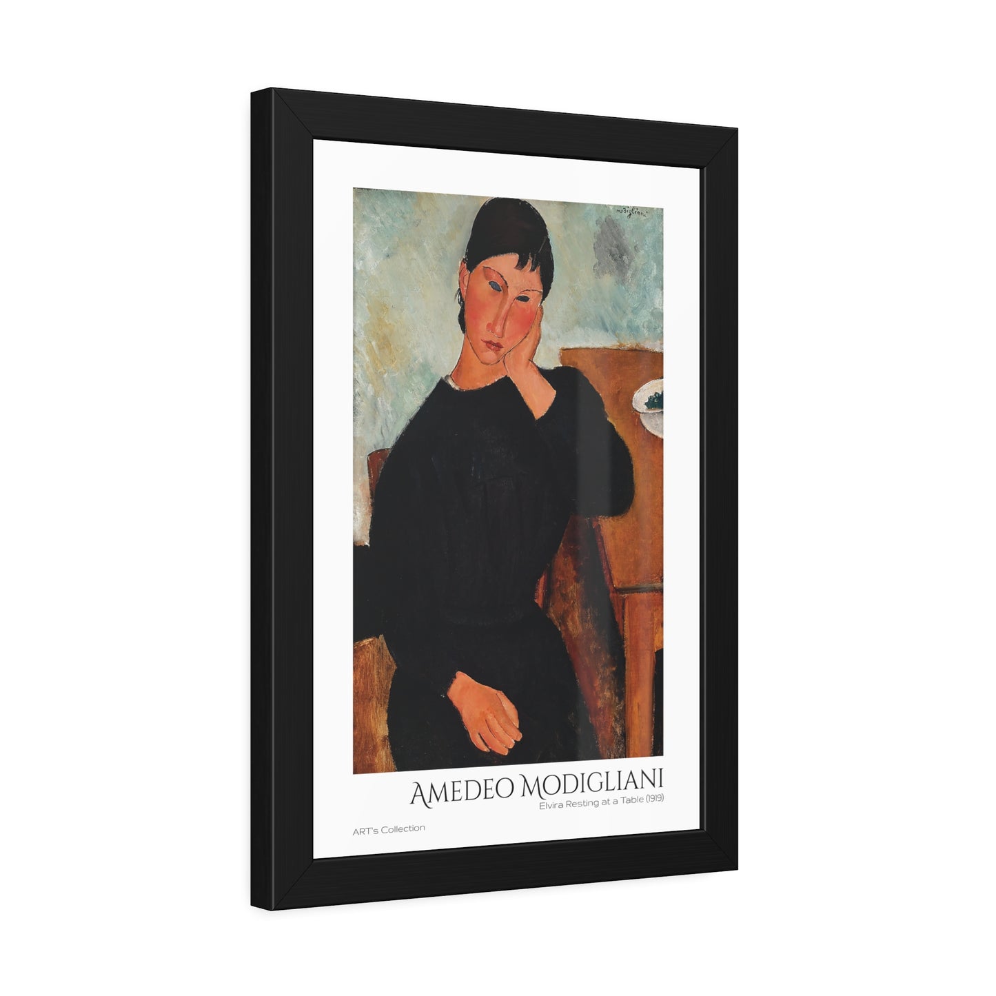 Elvira Resting at a Table (1919) by Amedeo Modigliani / Affiche Encadrée série ART's Collection