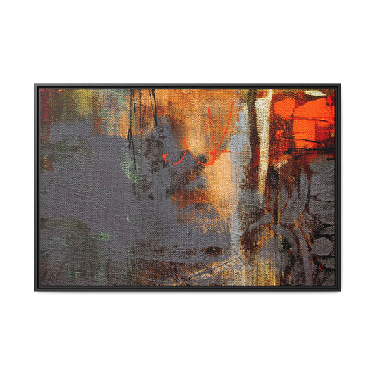 Tableau Beaux Arts Anthracite & Orange "Série Sign Collections" / Toile encadrée sur caisse américaine