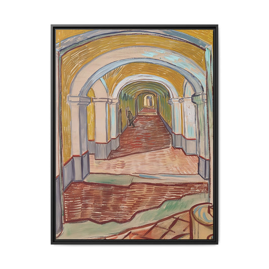 Corridor in the Asylum (1889) by Vincent van Gogh / Toile encadrée sur caisse américaine