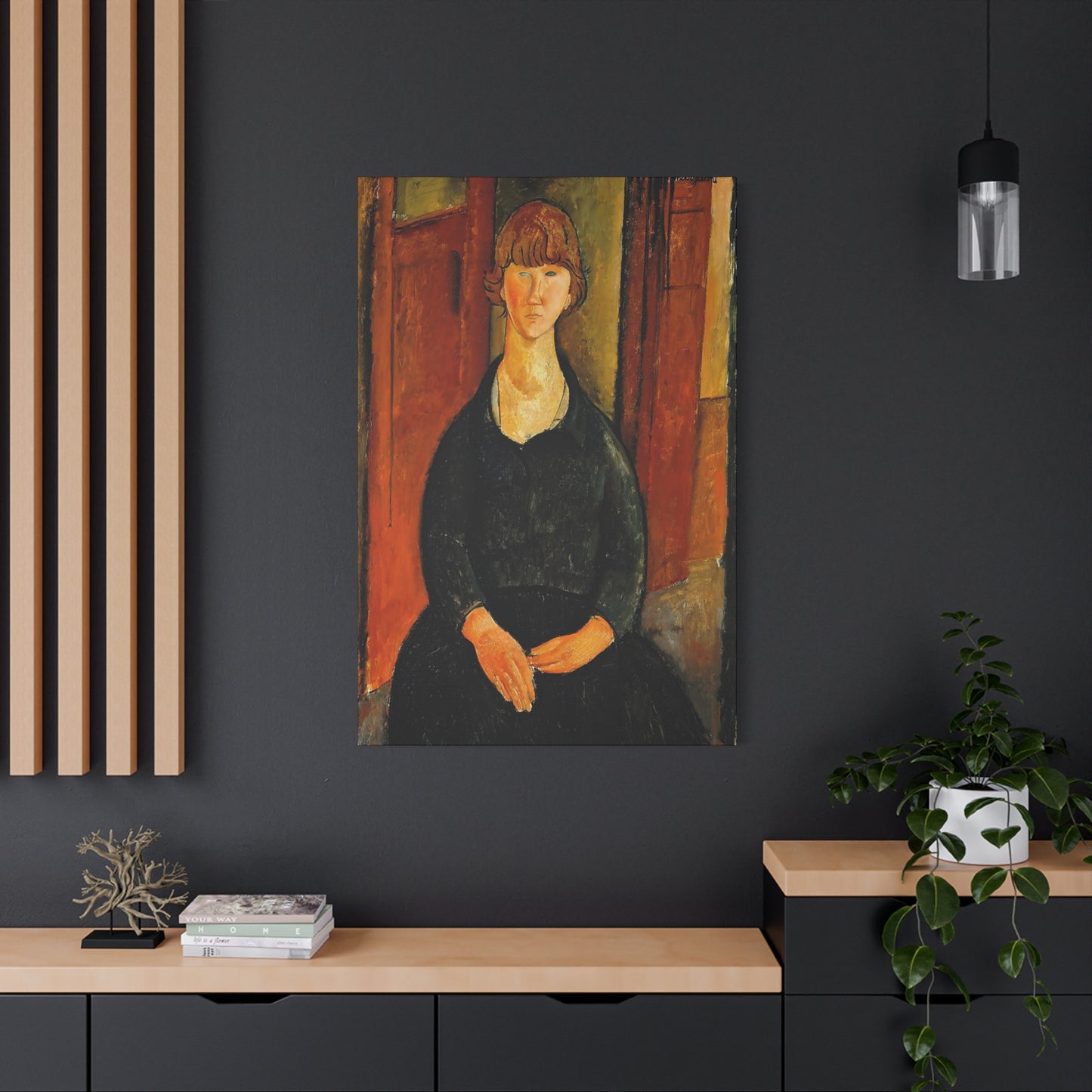 Flower Vendor (1919) by Amedeo Modigliani / Reproduction Fine Art sur Toile / Flanc Large Epaisseur 3.2 cm - 1.25 inch