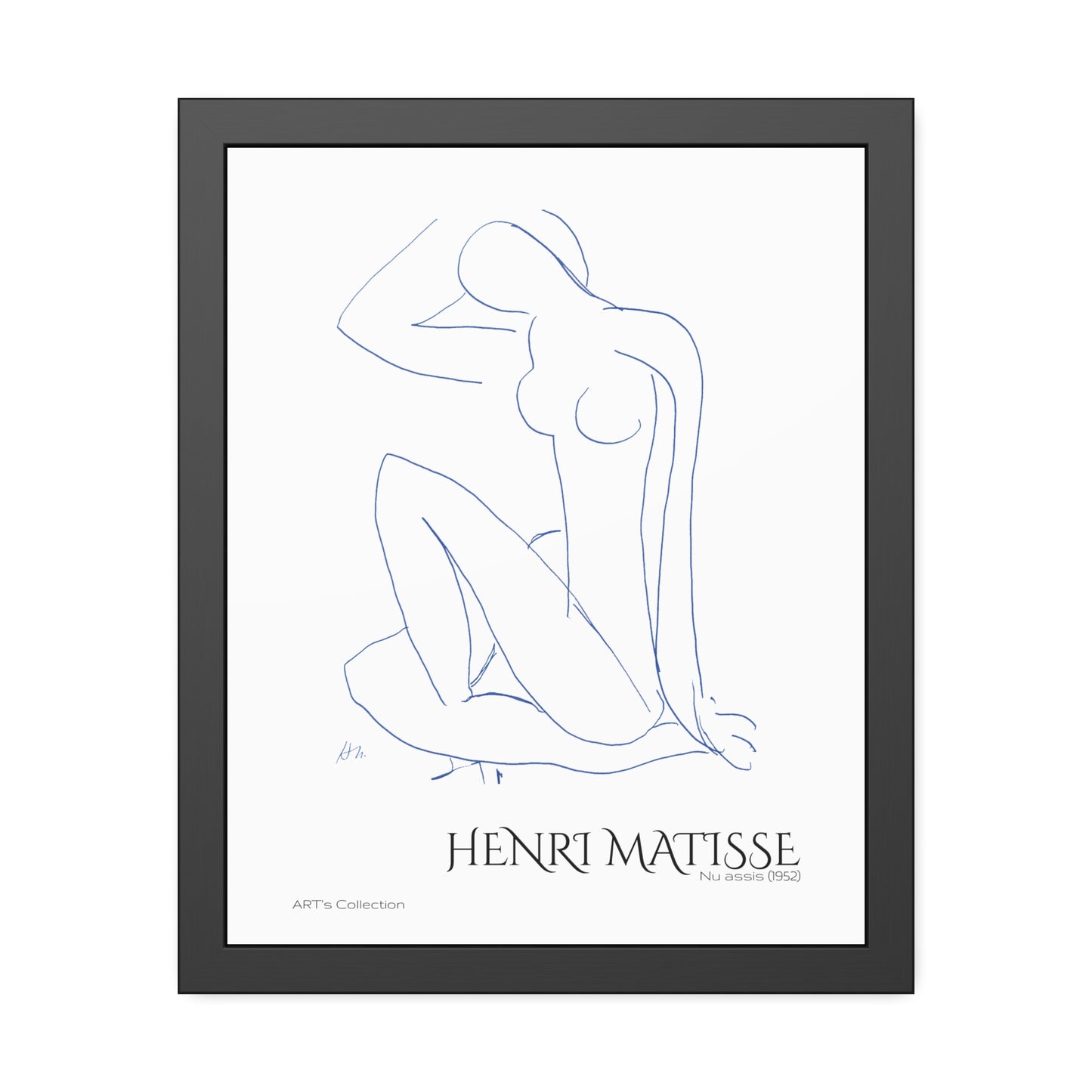 Nu assis (1952) by Henri Matisse version bleue / Affiche Encadrée série ART's Collection