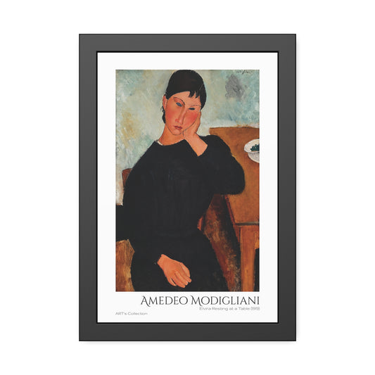 Elvira Resting at a Table (1919) by Amedeo Modigliani / Affiche Encadrée série ART's Collection