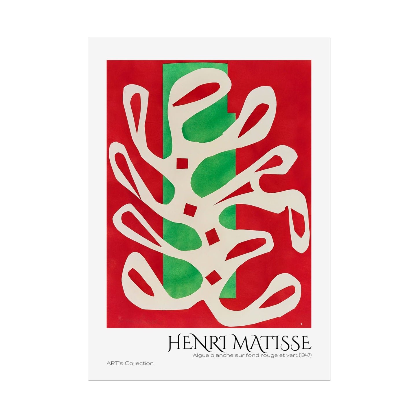 Algue blanche sur fond rouge et vert (1947) by Henri Matisse / Affiche imprimée - Série ART's Collection