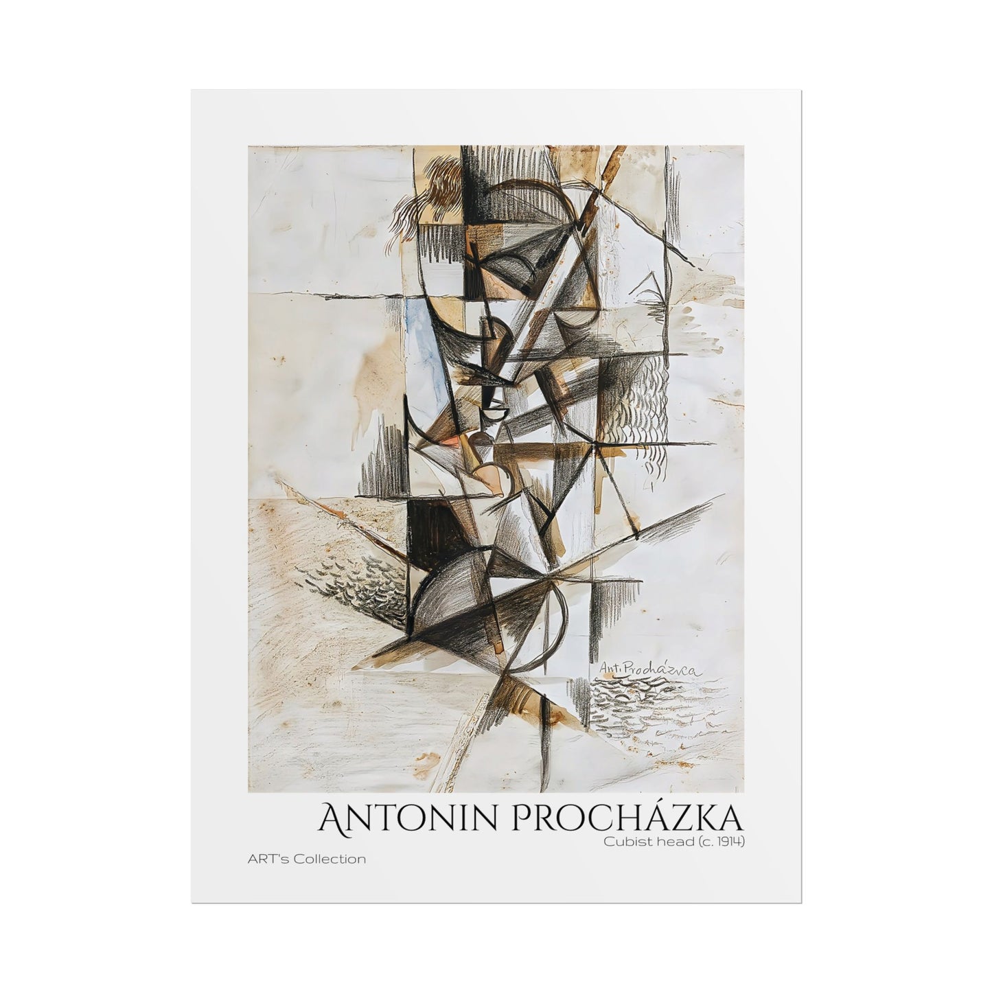 Cubist head (c. 1914) by Antonin Procházka / Affiche imprimée - Série ART's Collection