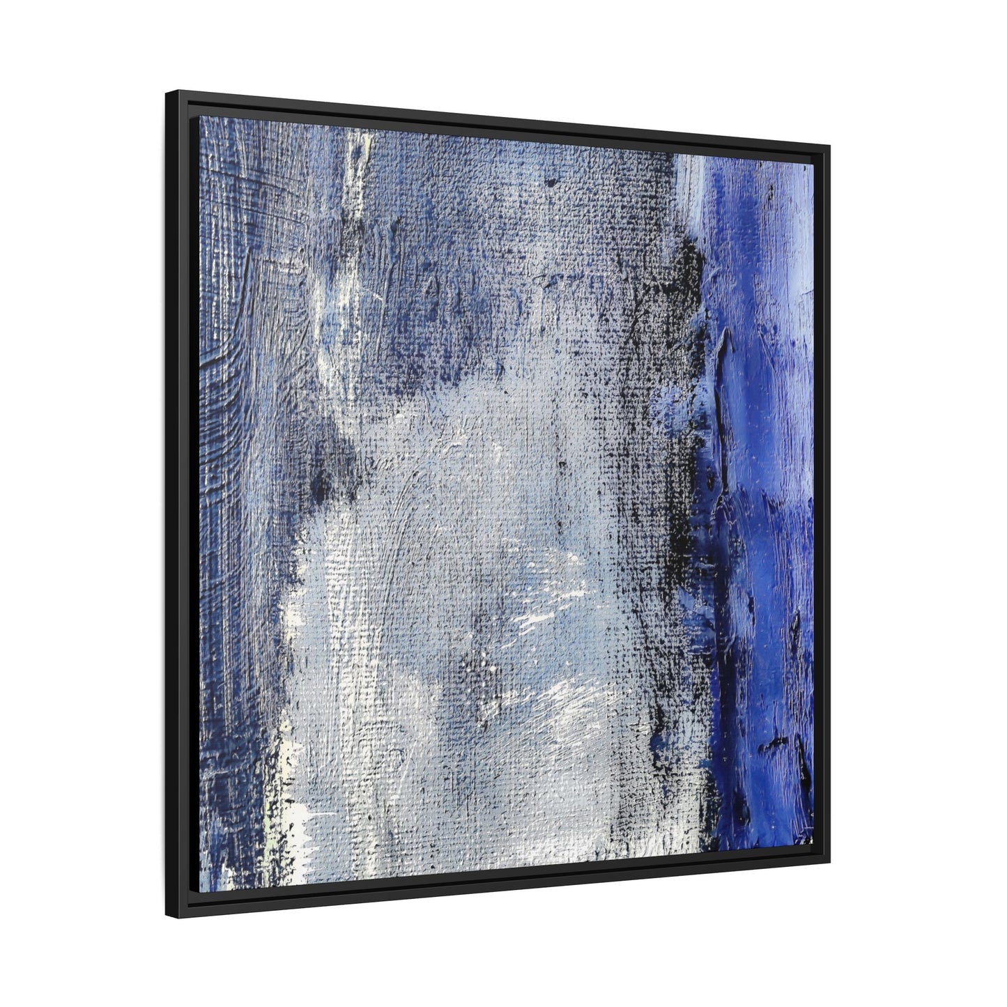 Tableau Beaux Arts Anthracite & Bleu Contrasté "Série Sign Collections" / Toile encadrée sur caisse américaine