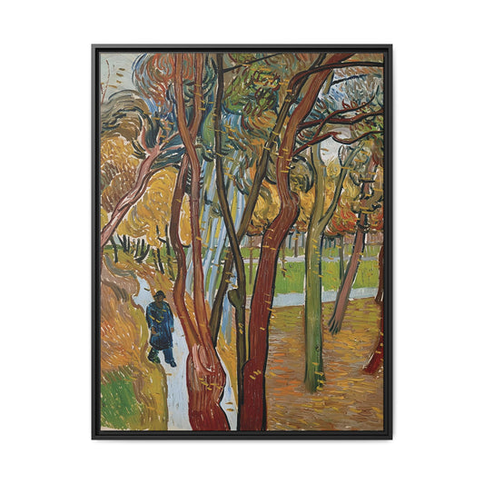 The garden of Saint Paul's Hospital (The fall of the leaves) by Vincent van Gogh / Toile encadrée sur caisse américaine