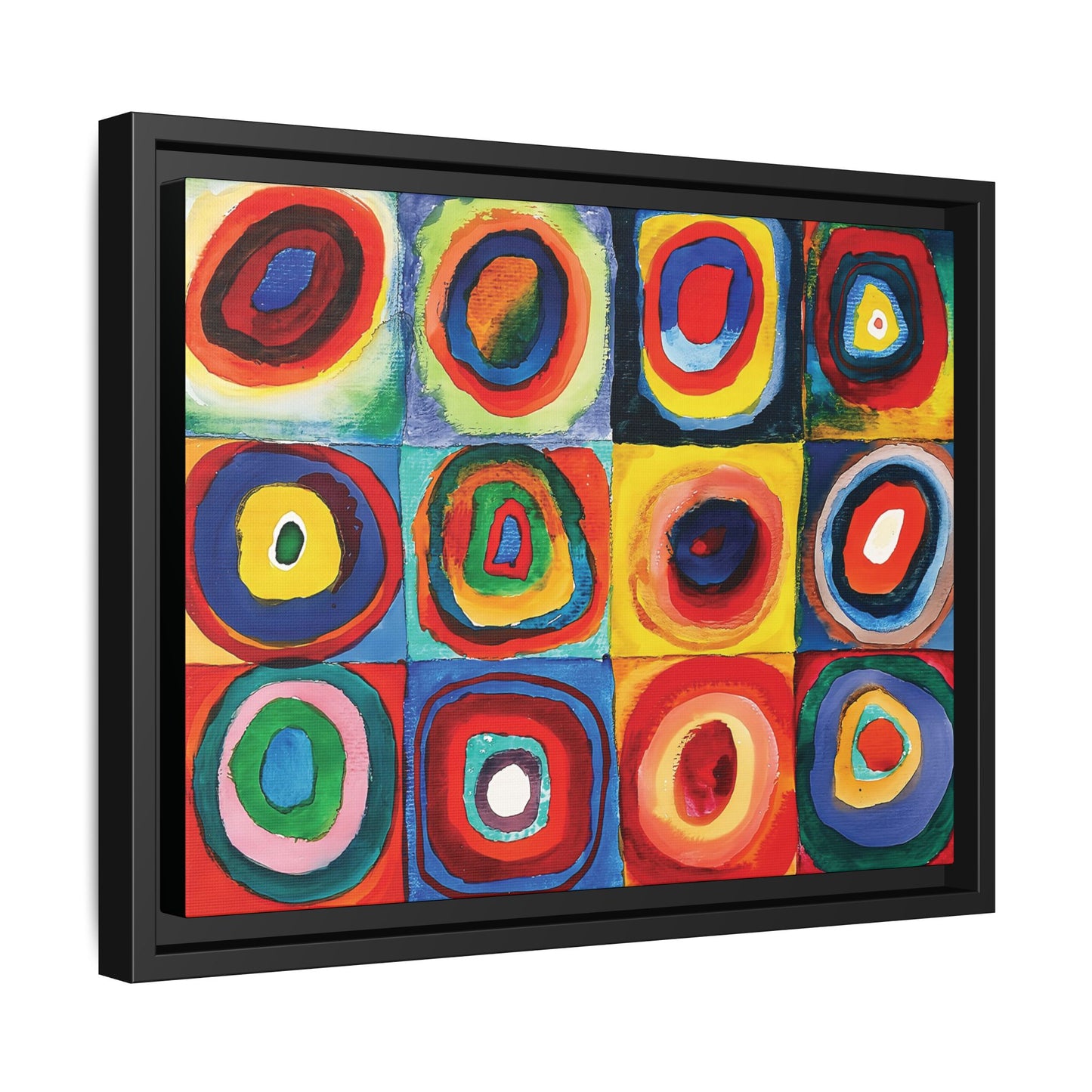 Wassily Kandinsky / Etude De Couleurs : Carrés avec Cercles Concentriques (1913) /Toile encadrée sur caisse américaine