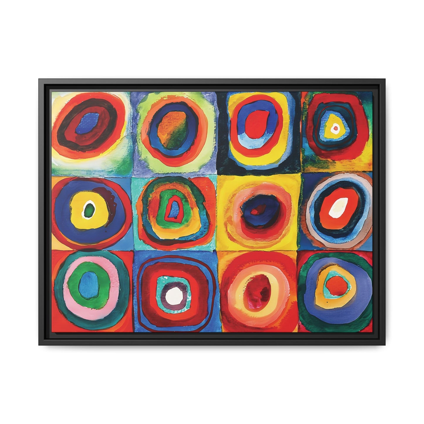 Wassily Kandinsky / Etude De Couleurs : Carrés avec Cercles Concentriques (1913) /Toile encadrée sur caisse américaine