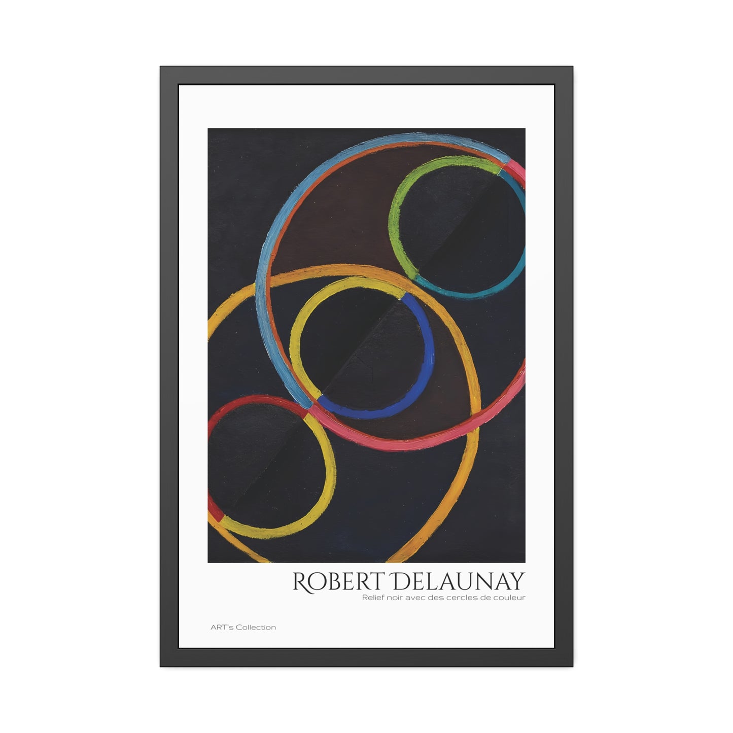 Relief noir avec des cercles de couleur by Robert Delaunay / Affiche Encadrée série ART's Collection