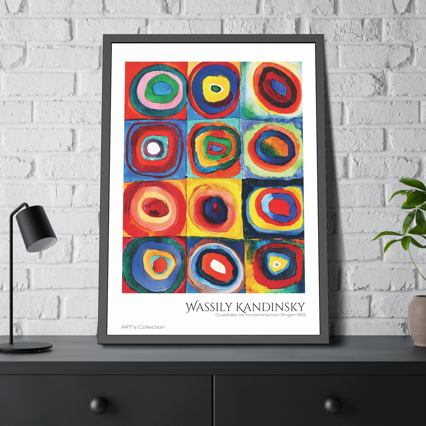 Quadrate mit konzentrischen Ringen (1913) by Wassily Kandinsky / Affiche Encadrée série ART's Collection