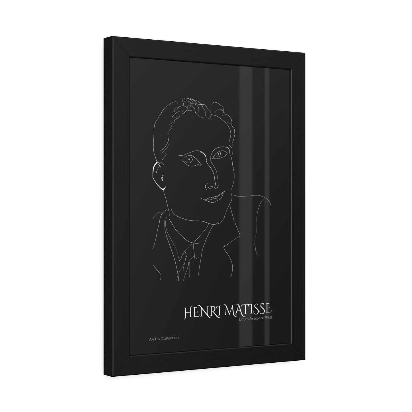 Louis Aragon (1943) black édition by Henri Matisse / Affiche Encadrée série ART's Collection