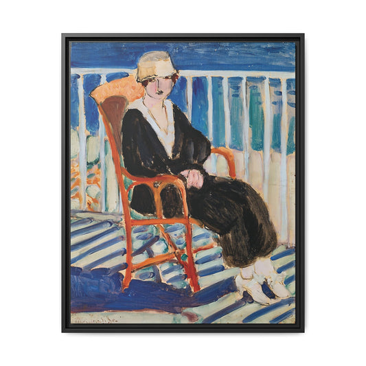 Jeune fille au balcon sur la mer (1918) by Henri Matisse / Toile encadrée sur caisse américaine