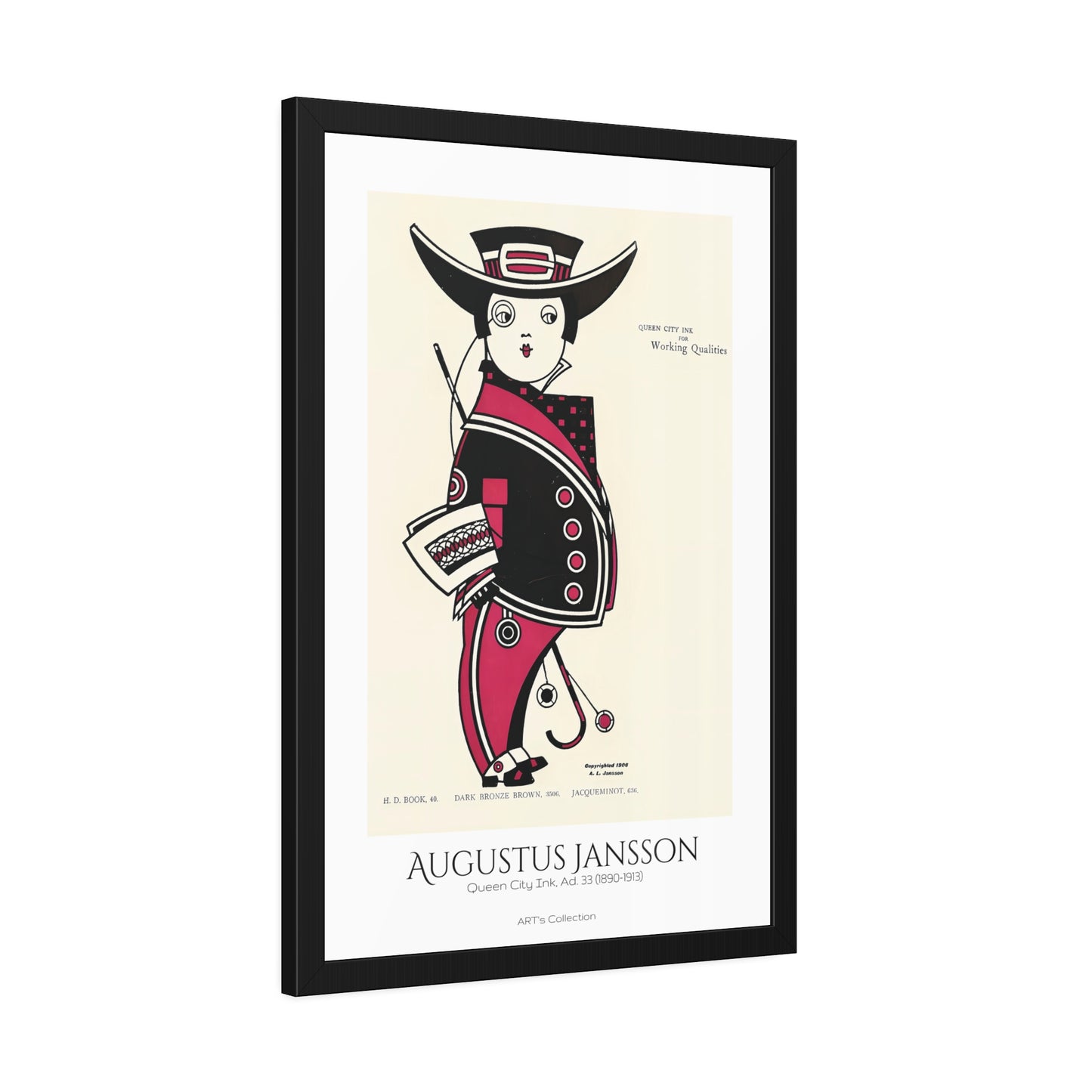 Queen City Ink, Ad. 33 (1890-1913) by Augustus Jansson / Affiche Encadrée série ART's Collection