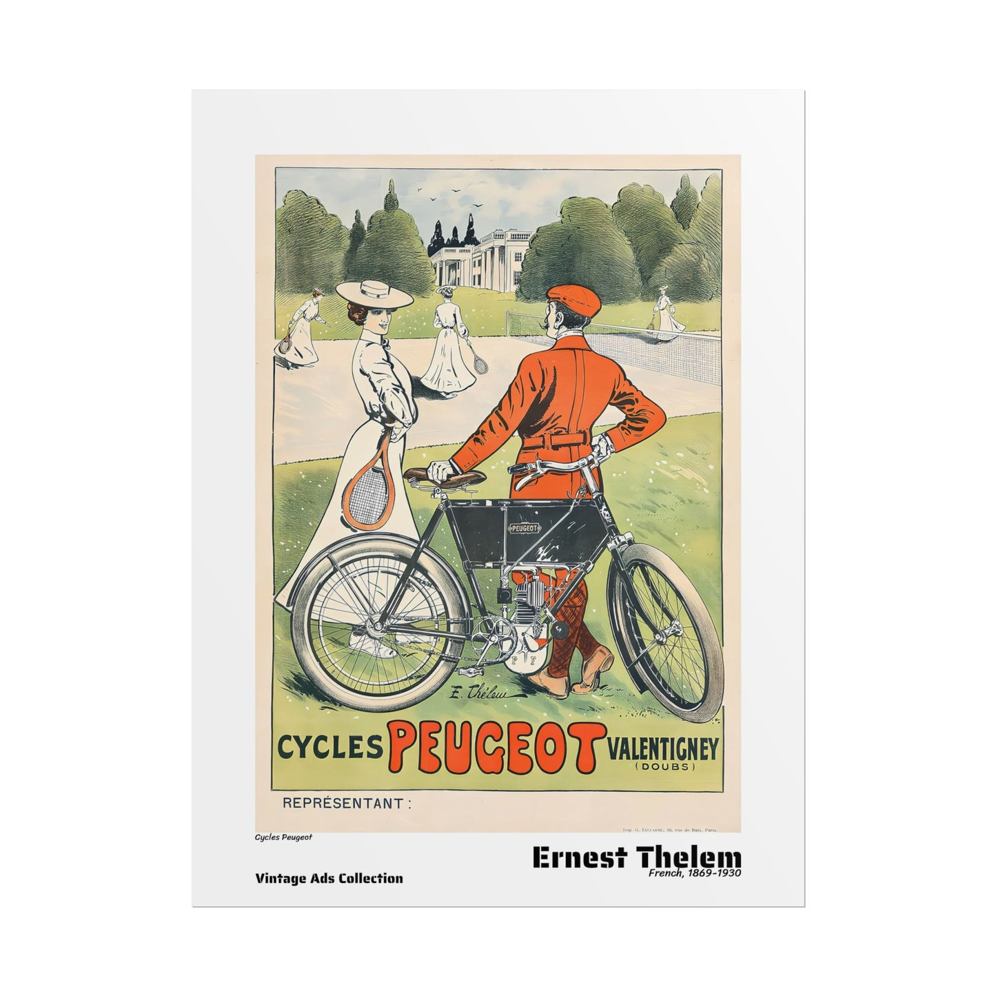 Cycles Peugeot by Ernest Thelem / Affiche imprimée - Série Vintage Ads Collection