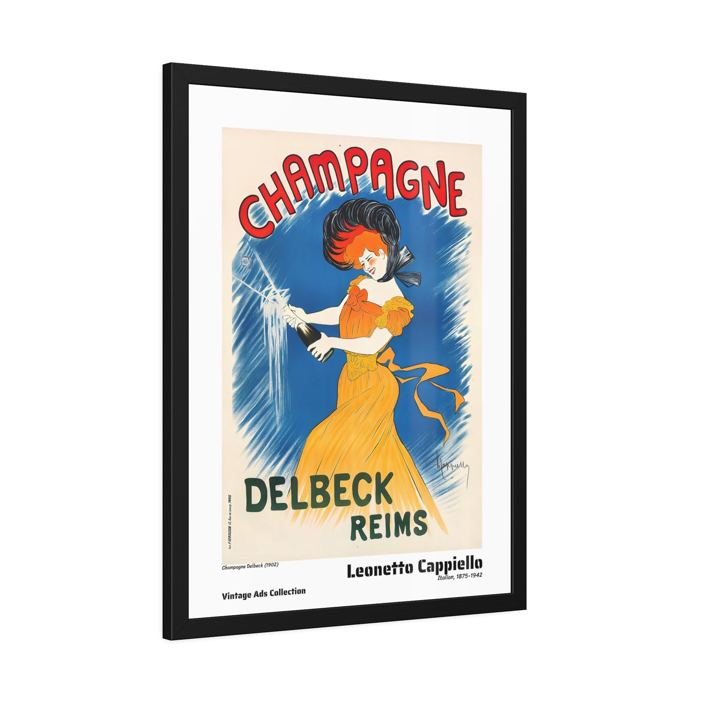 Champagne Delbeck (1902) by Leonetto Cappiello / Affiche Encadrée Série Vintage Ads Collection