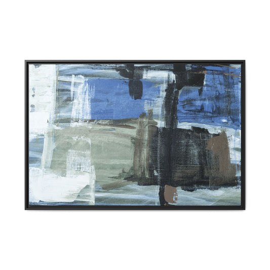 Tableau Graphic Grège & Ciel "Série Sign Collections" / Toile encadrée sur caisse américaine