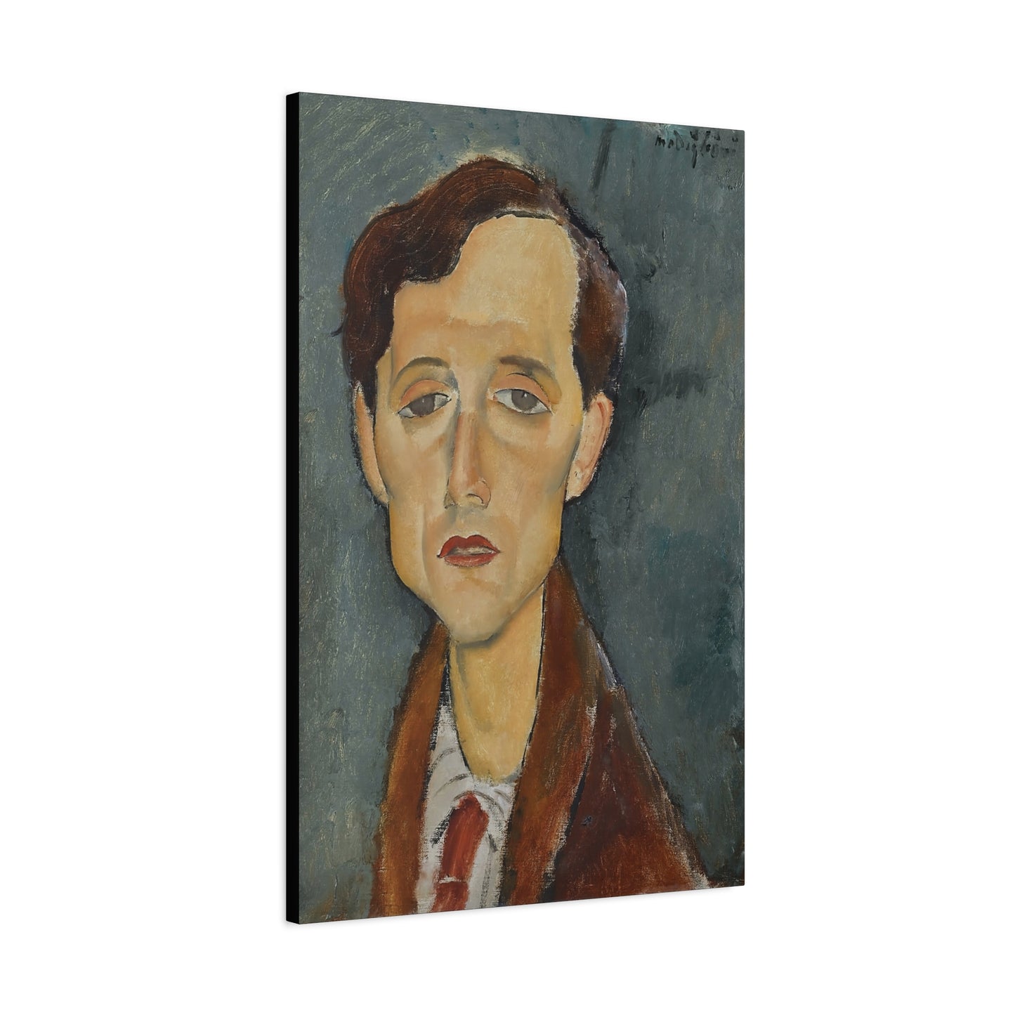 Portrait of Frans Hellens (1919) by Amedeo Modigliani / Reproduction Fine Art sur Toile / Flanc Large Epaisseur 3.2 cm - 1.25 inch