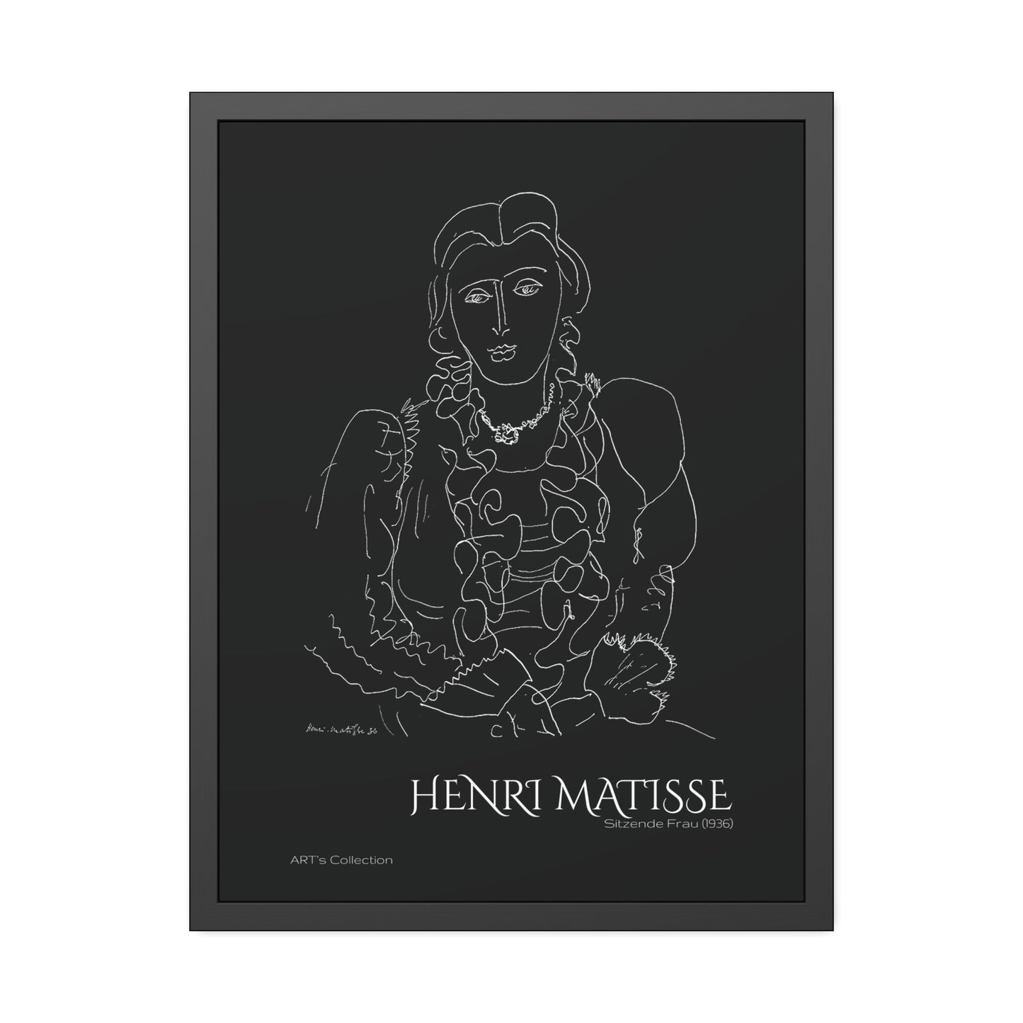 Sitzende Frau (1936) black édition by Henri Matisse / Affiche Encadrée série ART's Collection