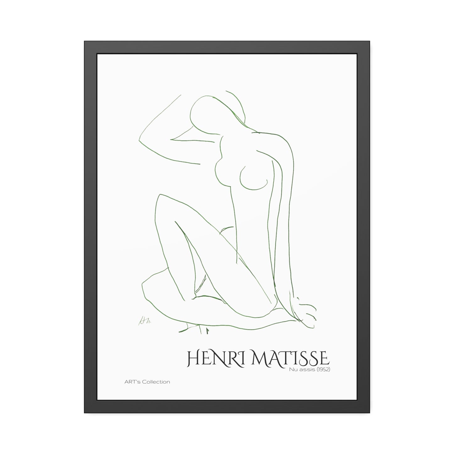 Nu assis (1952) by Henri Matisse version verte / Affiche Encadrée série ART's Collection
