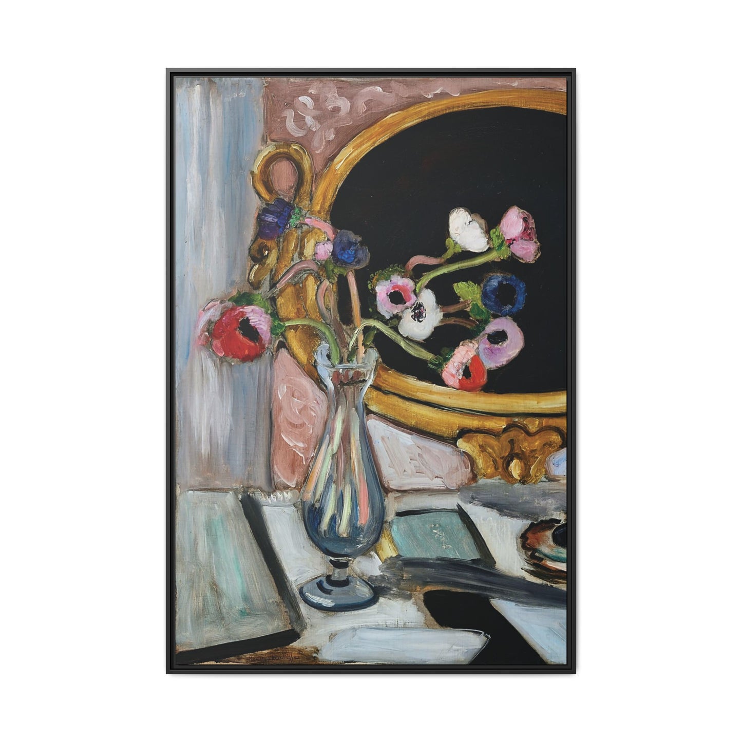Anémones au miroir noir (1919) by Henri Matisse / Toile encadrée sur caisse américaine