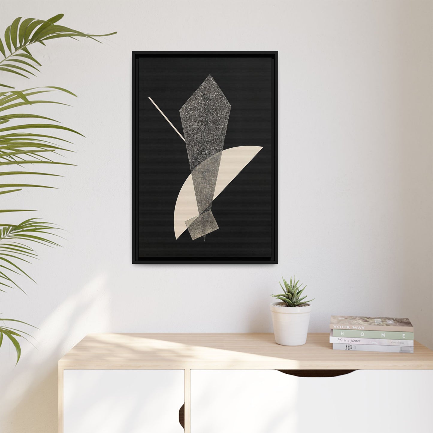 Konstruktion V (1923) by László Moholy-Nagy / Toile encadrée sur caisse américaine