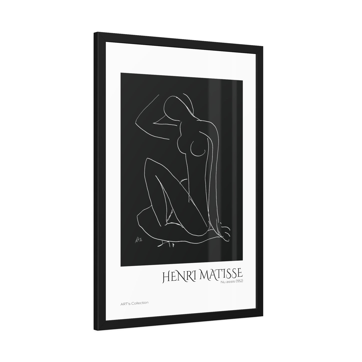 Nu assis (1952) by Henri Matisse version noire et blanche/ Affiche Encadrée série ART's Collection