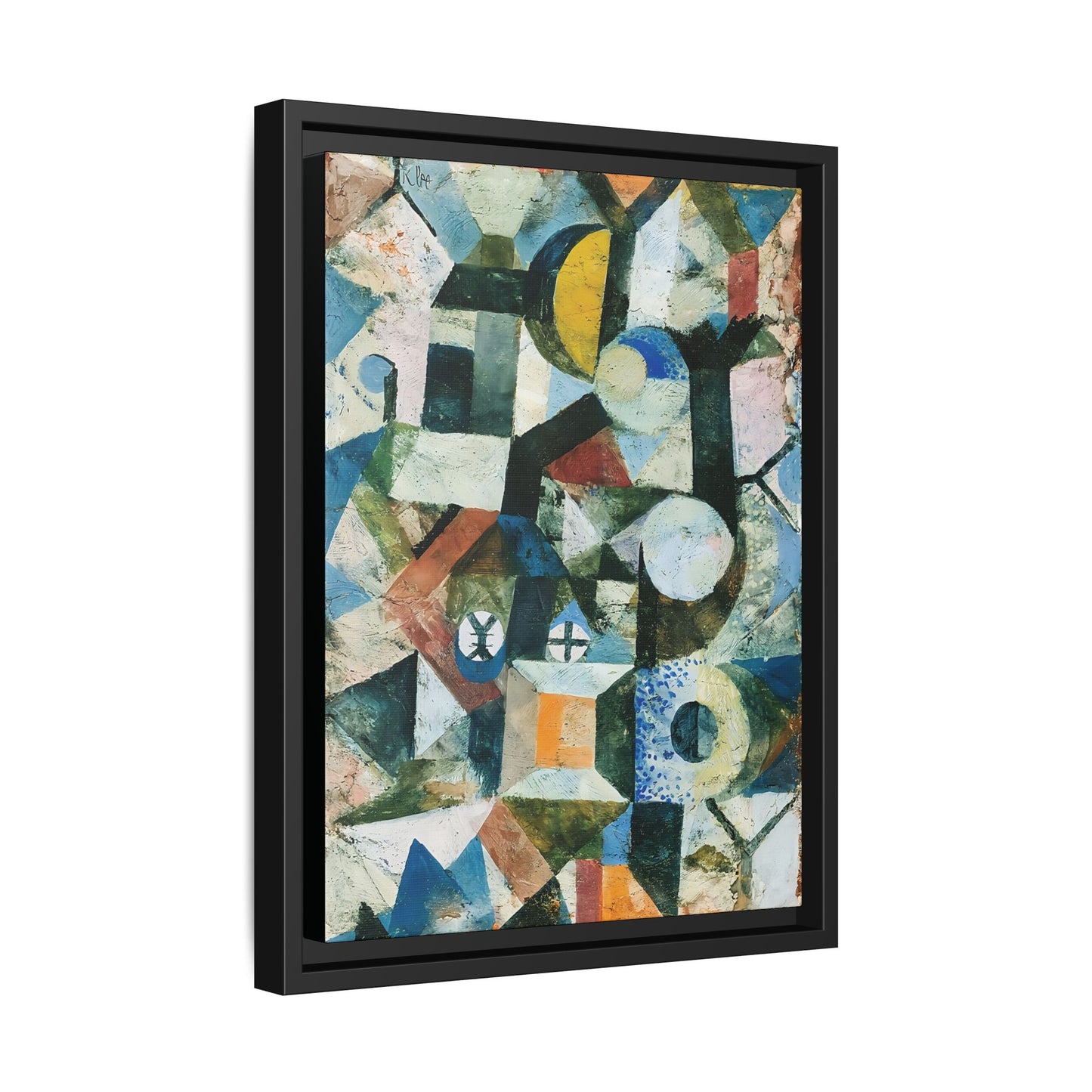 Composition with the Yellow Half-Moon and the Y (1918) by Paul Klee / Toile encadrée sur caisse américaine