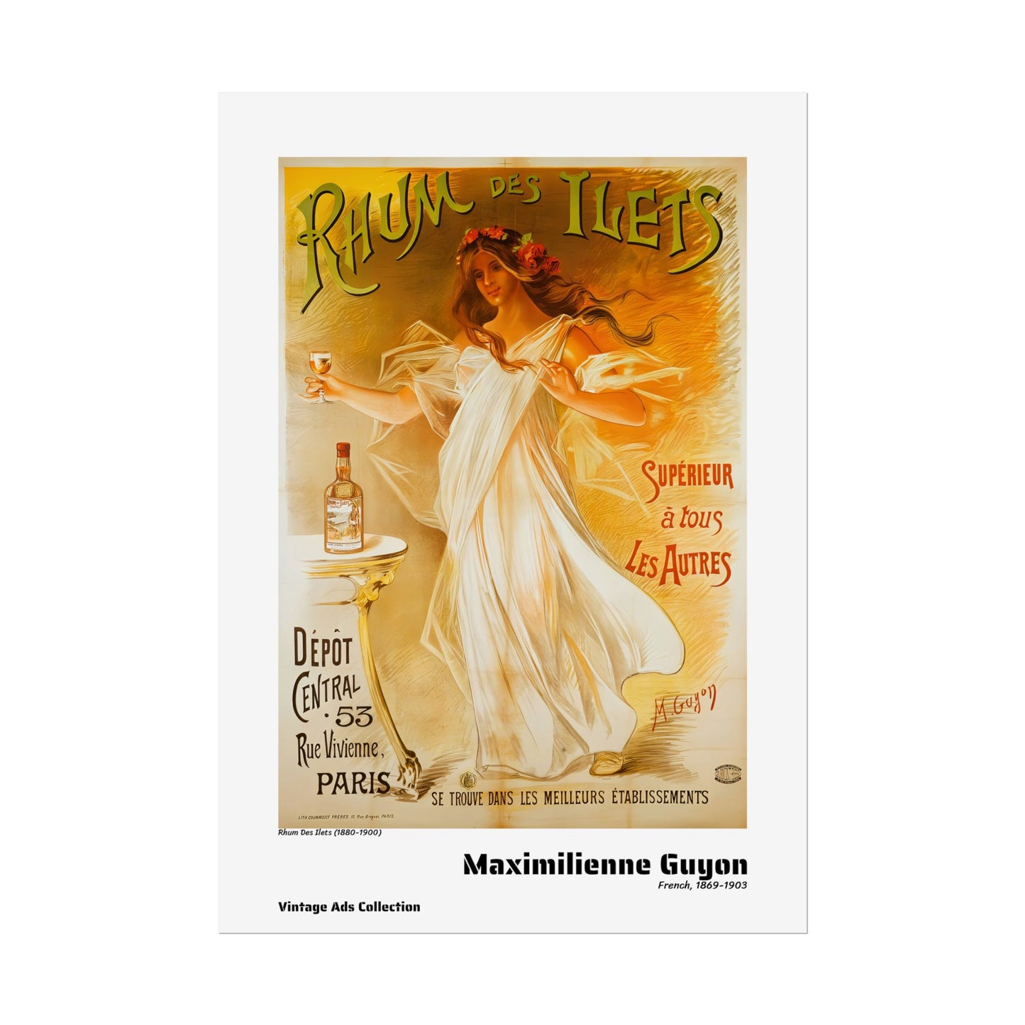 Rhum Des Ilets (1880-1900) by Maximilienne Guyon / Affiche imprimée - Série Vintage Ads Collection