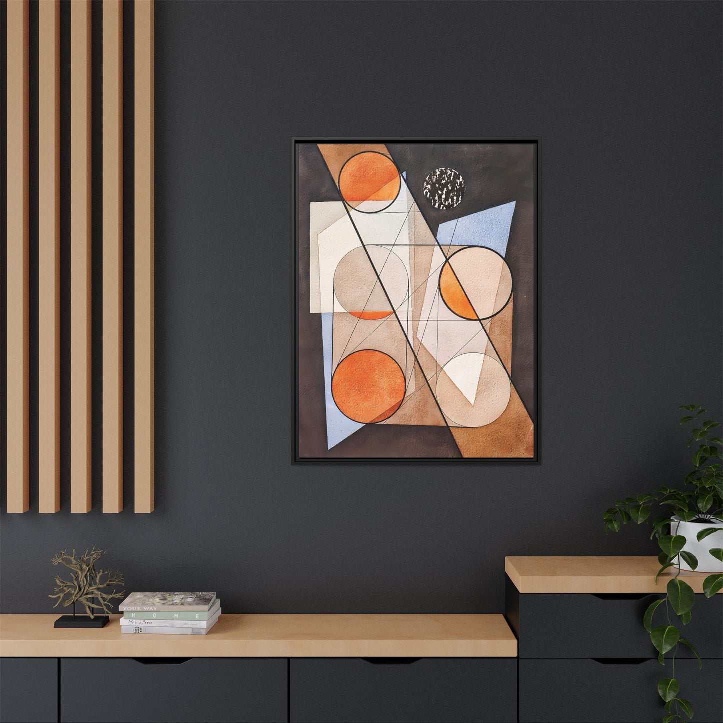Composition aux cercles symétriques (1932) by László Moholy-Nagy / Toile encadrée sur caisse américaine