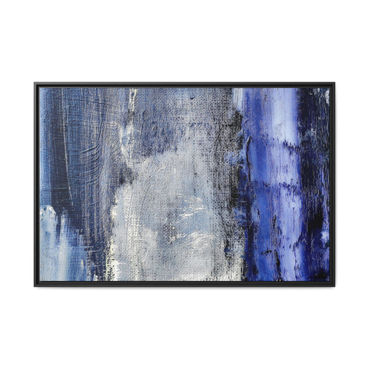 Tableau Beaux Arts Anthracite & Bleu Contrasté "Série Sign Collections" / Toile encadrée sur caisse américaine