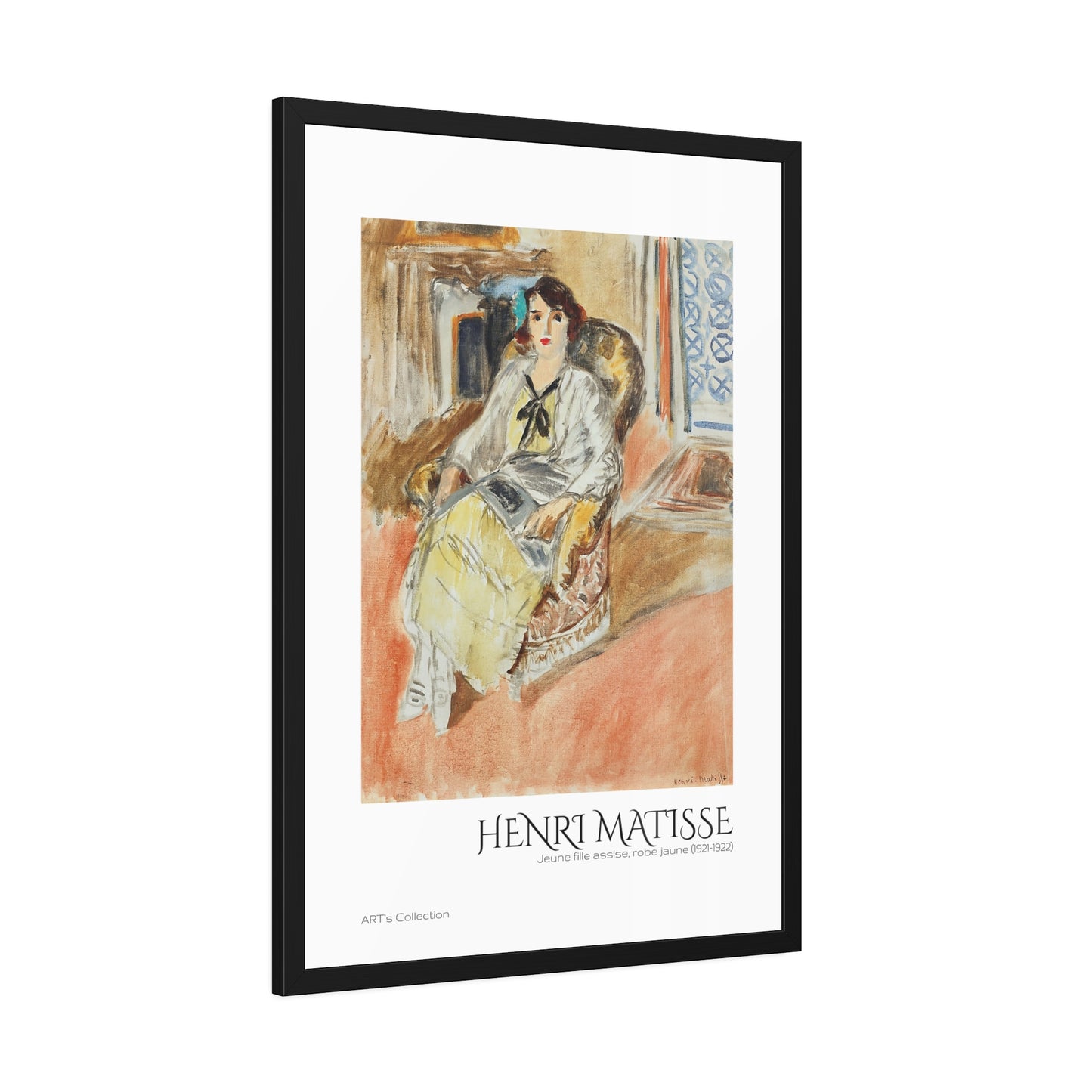 Jeune fille assise, robe jaune (1921-1922) by Henri Matisse / Affiche Encadrée série ART's Collection
