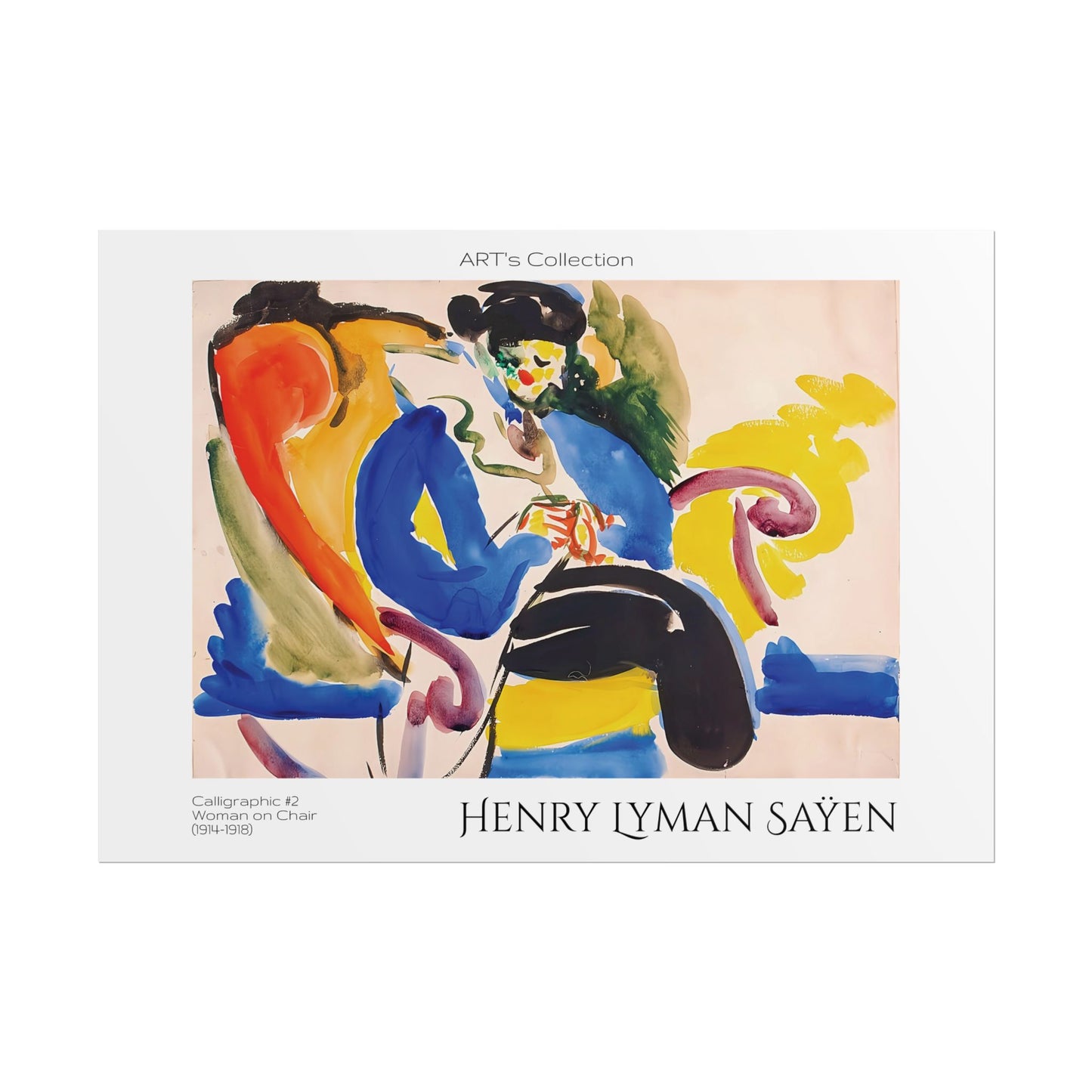 Calligraphic #2 Woman on Chair (1914-1918) by Henry Lyman Saÿen / Affiche imprimée - Série ART's Collection
