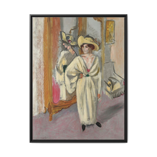 Femme en blanc debout devant une glace (1918-1919) by Henri Matisse / Toile encadrée sur caisse américaine