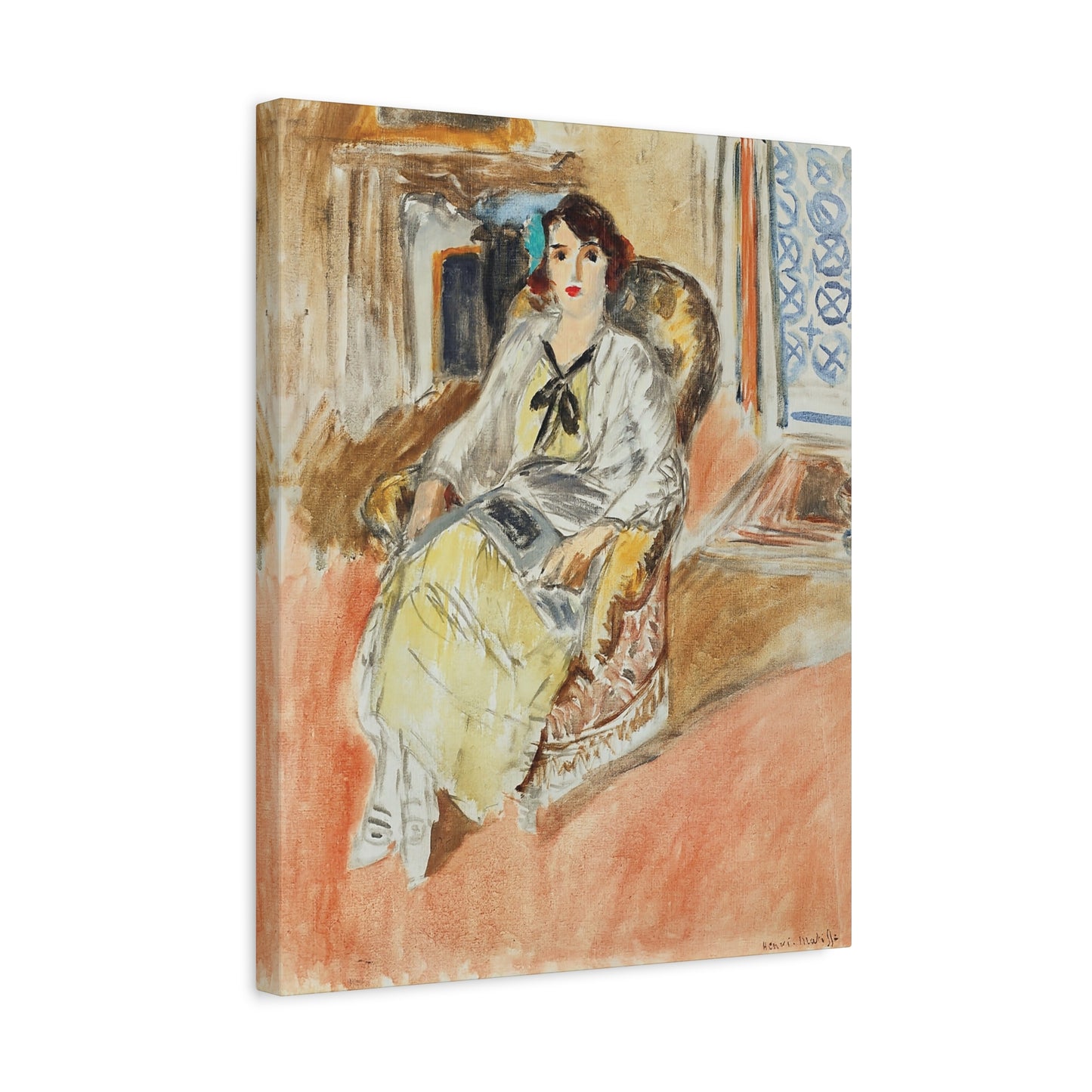Jeune fille assise, robe jaune (1921-1922) by Henri Matisse / Reproduction Fine Art sur Toile / Epaisseur 3.2 cm - 1.25 inch