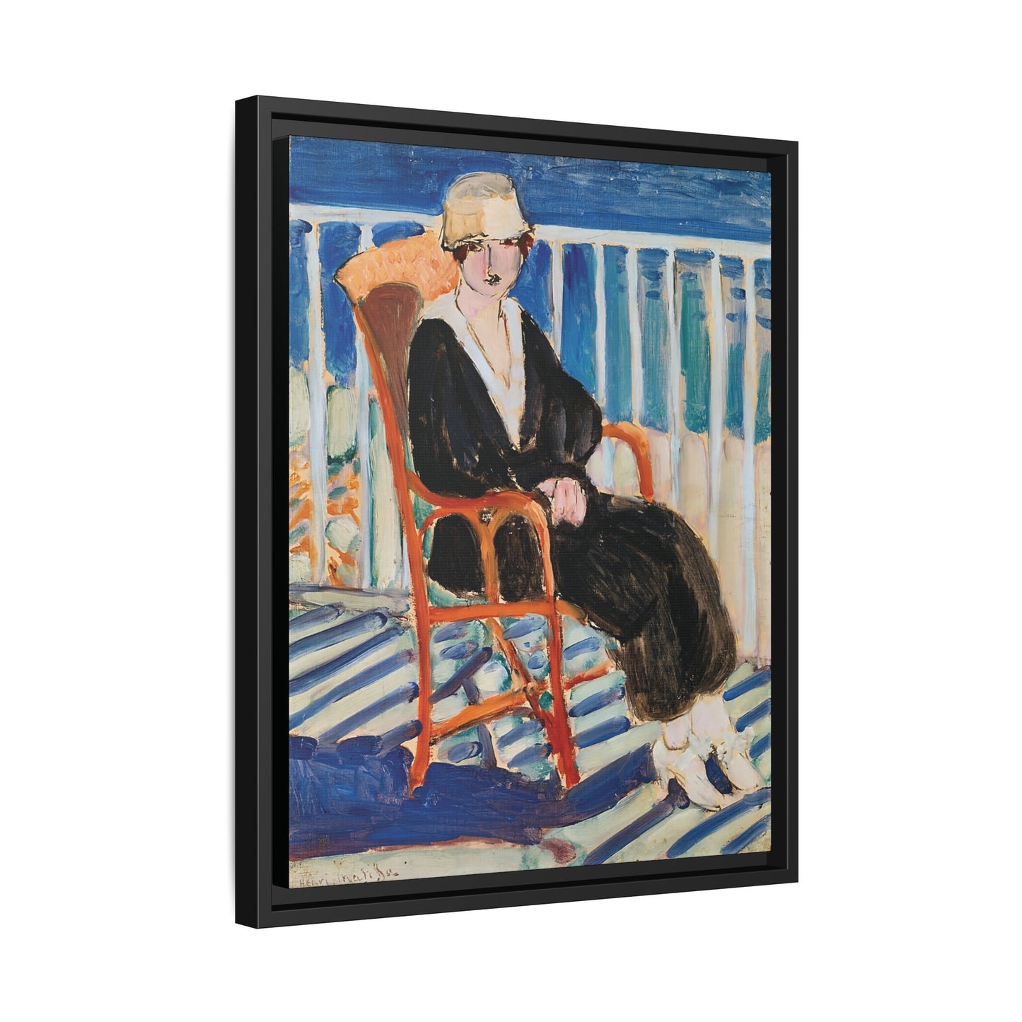 Jeune fille au balcon sur la mer (1918) by Henri Matisse / Toile encadrée sur caisse américaine