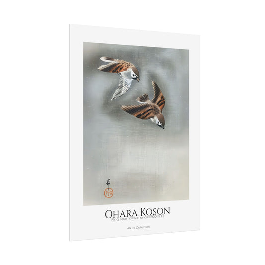 Ring sparrows in snow (1900 - 1930) by Ohara Koson / Affiche imprimée - Série ART's Collection