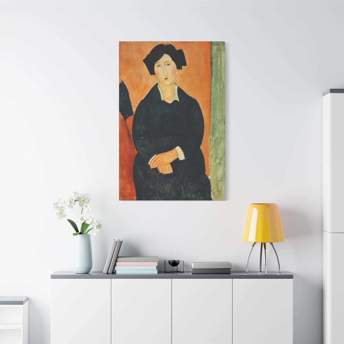 The Italian (1917) by Amedeo Modigliani / Reproduction Fine Art sur Toile / Flanc Large Epaisseur 3.2 cm - 1.25 inch