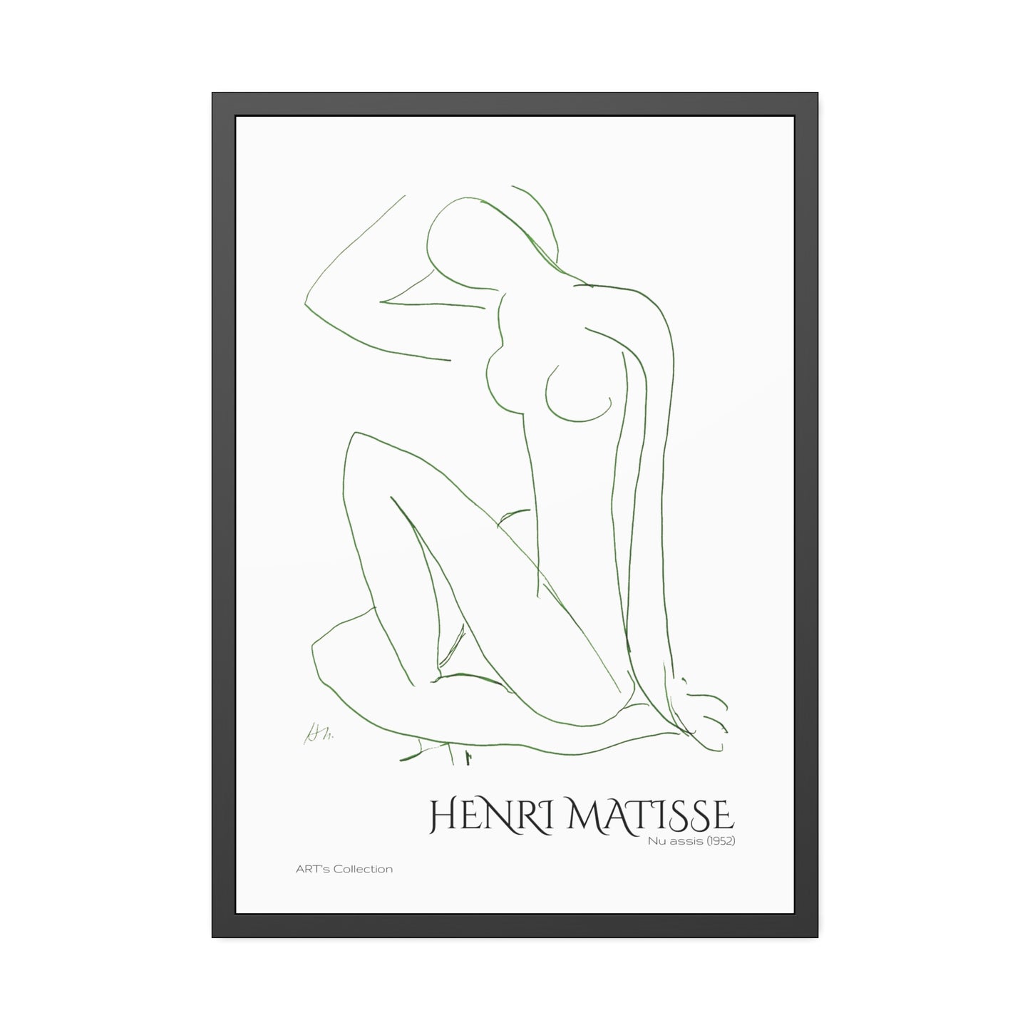Nu assis (1952) by Henri Matisse version verte / Affiche Encadrée série ART's Collection