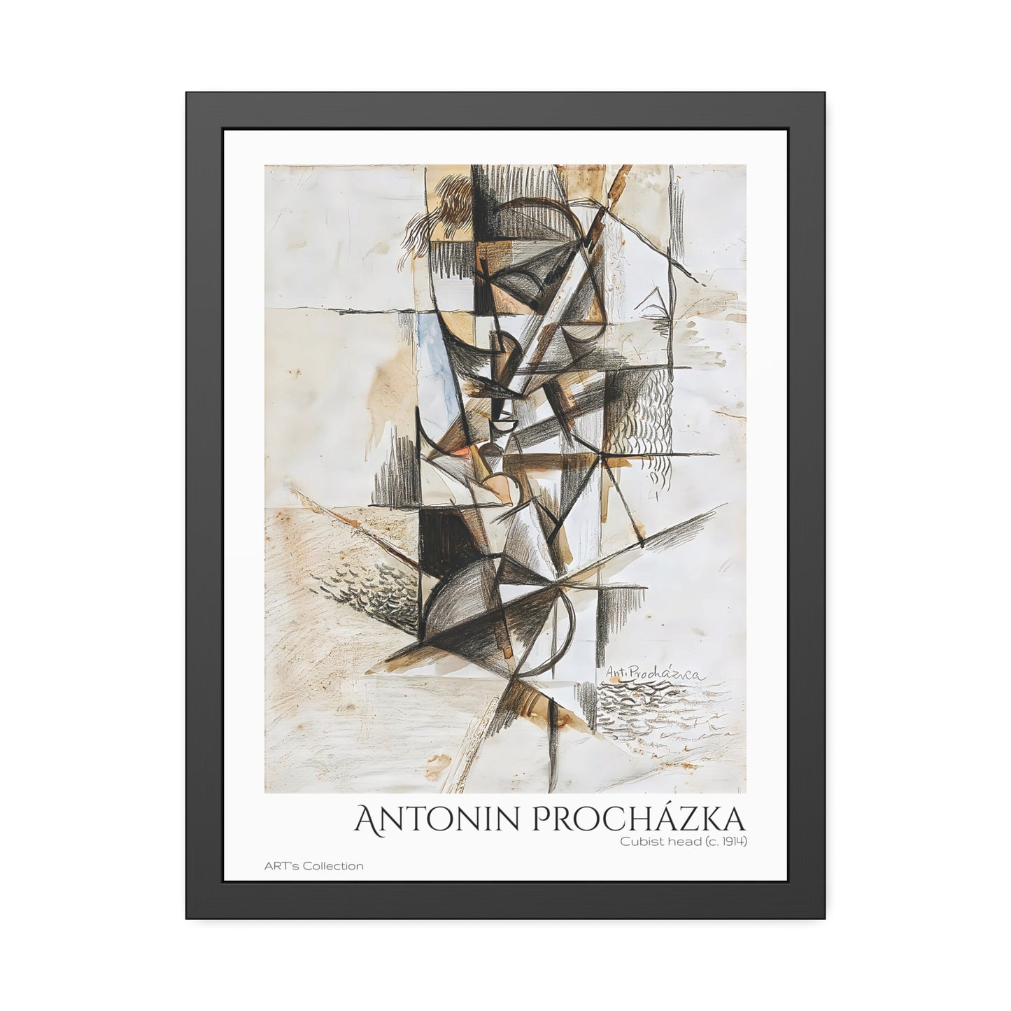 Cubist head (c. 1914) by Antonin Procházka / Affiche Encadrée série ART's Collection