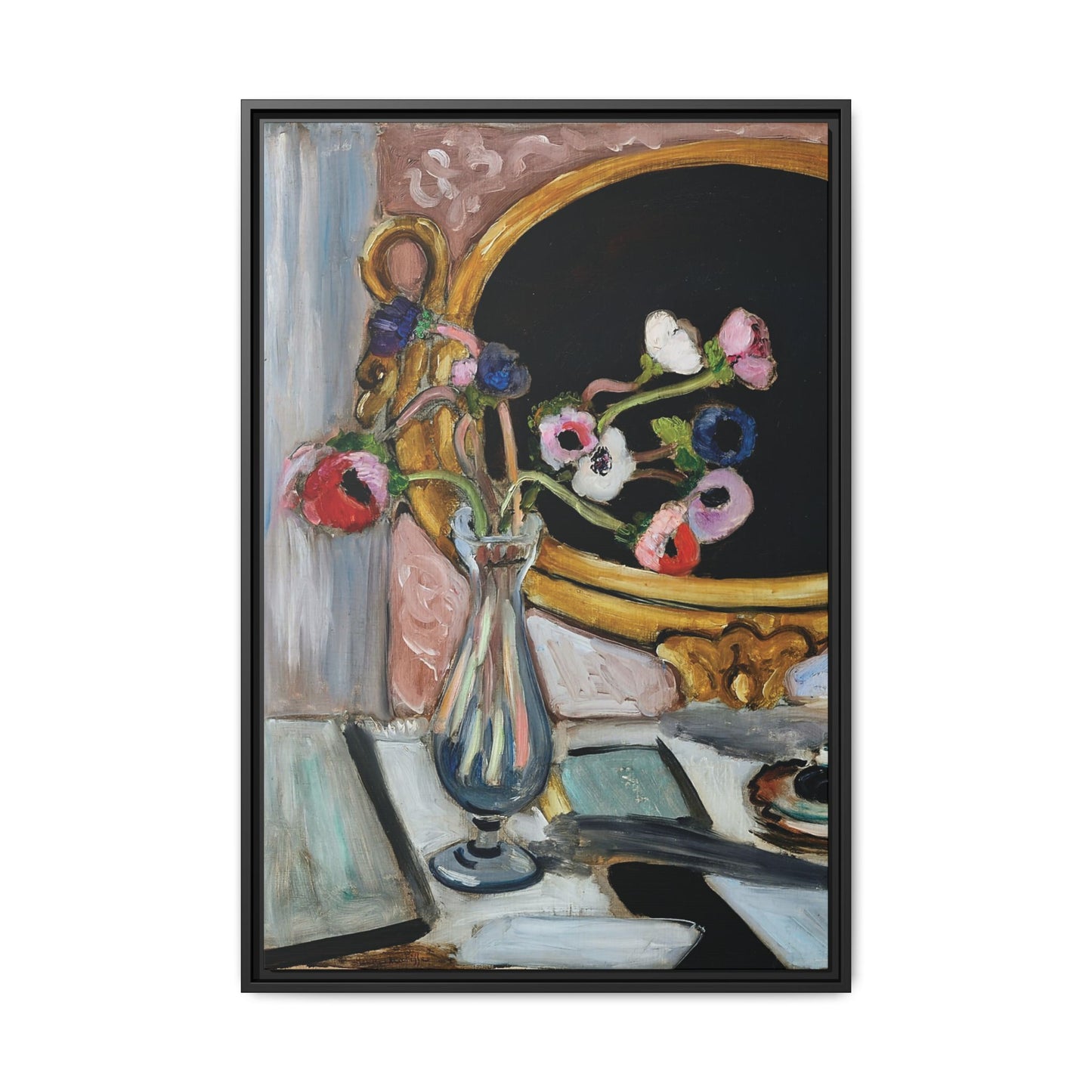 Anémones au miroir noir (1919) by Henri Matisse / Toile encadrée sur caisse américaine