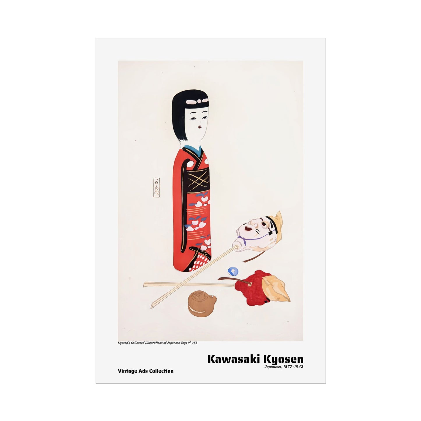 Kyosen's Collected Illustrations of Japanese Toys Pl.053 (1919) by Kawasaki Kyosen / Affiche imprimée - Série Vintage Ads Collection