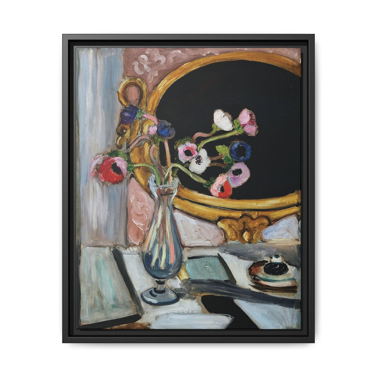 Anémones au miroir noir (1919) by Henri Matisse / Toile encadrée sur caisse américaine