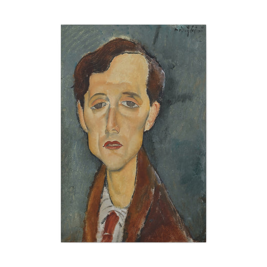 Portrait of Frans Hellens (1919) by Amedeo Modigliani / Reproduction Fine Art sur Toile / Flanc Large Epaisseur 3.2 cm - 1.25 inch