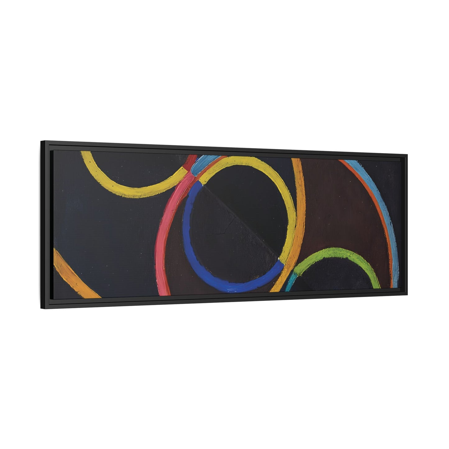 Relief noir avec des cercles de couleur by Robert Delaunay / Toile encadrée sur caisse américaine